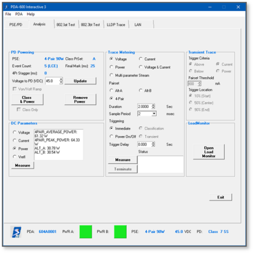 PDA Interactive Analysis menu