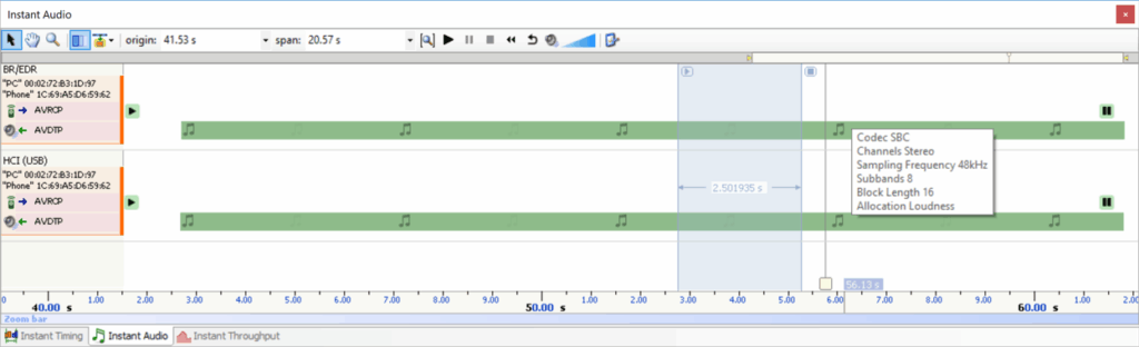 Captured audio streams can be easily played back, even during capture