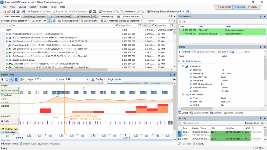 The Tracker includes an integrated Wi-Fi capture capability that allows for precision synchronization with all other wired and wireless traffic captured by the analyzer
